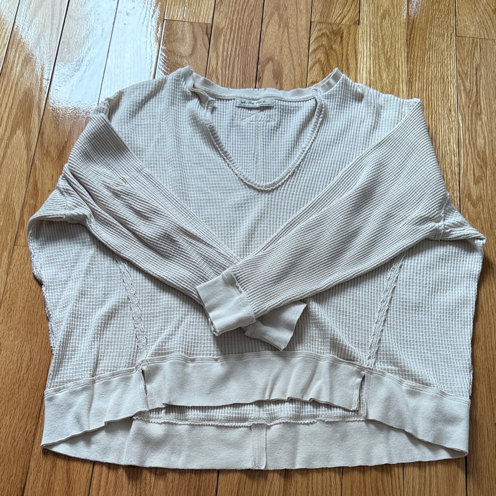 We The Free Cream Waffle Knit Top